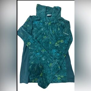 Columbia Womens 1/4 Zip Fleece Pullover Size Medium Green  Lightweight‎